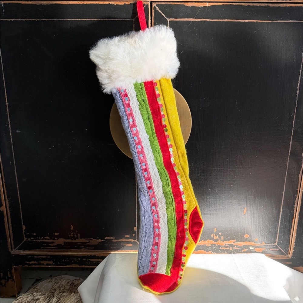 Colorful Knit Christmas Stocking